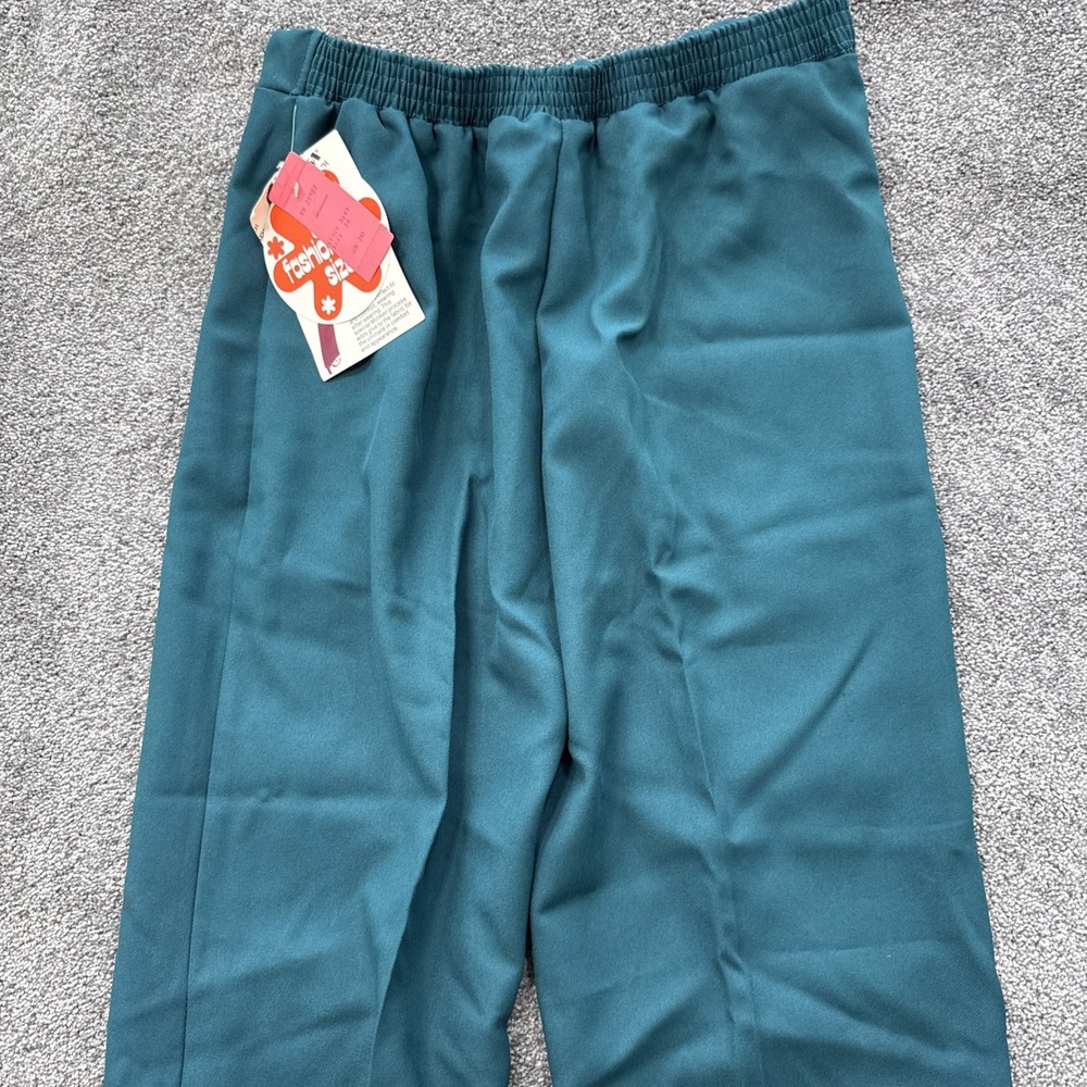 VTG NOS Womens L Monsanto Visa Knit Pants Green Pull On Wide Leg 1970s Mod